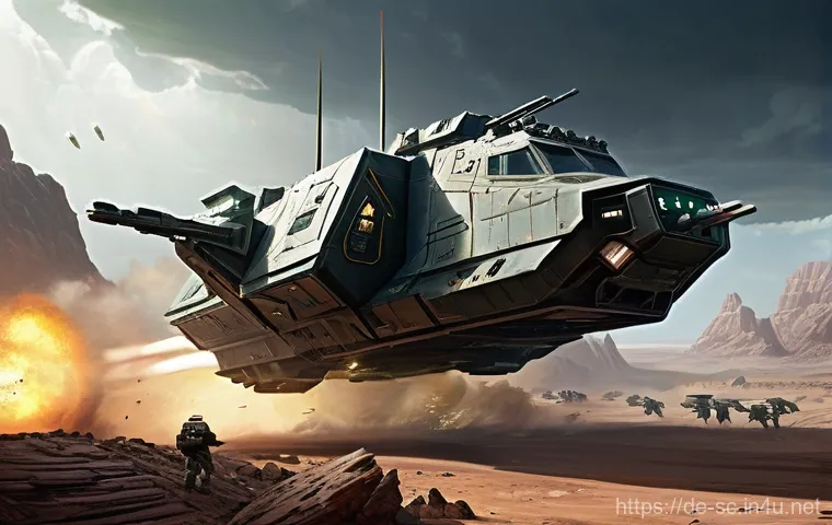 테란 드랍쉽 활용법 - **Prompt 2: Coordinated Strategic Strike** "A dynamic, wide-angle shot depicting a complex, mult...