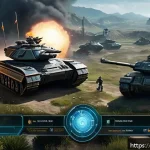 스타크래프트 유닛 상성 - A dynamic esports scene showing a professional StarCraft match with a diverse army composition engag...